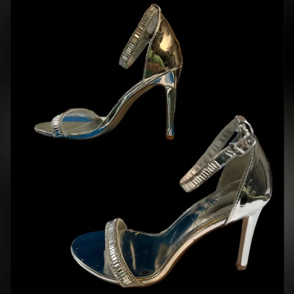 Forever 21 Women’s‎ Size 9 Silver Open Toe Ankle Strap 4